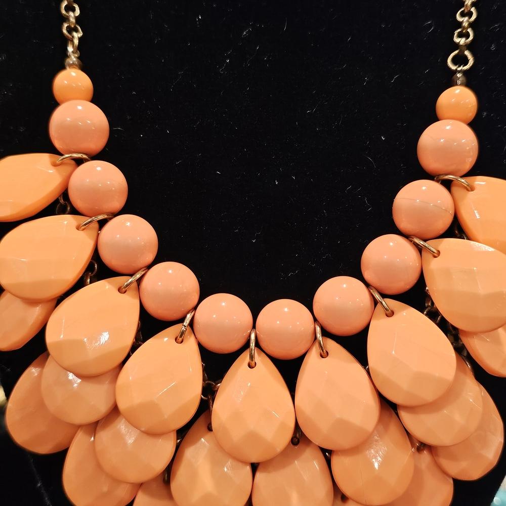 Vibrant Orange and Gold Layered Necklace - Picture 2 of 4